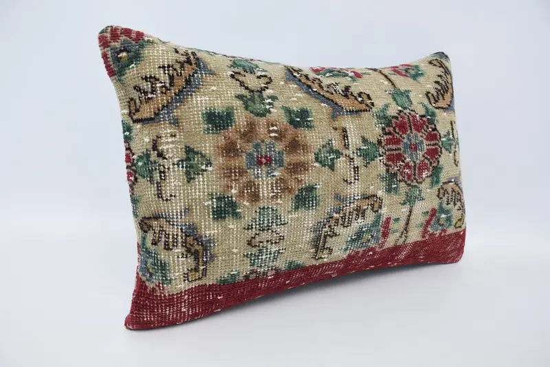 Meditation Cushion, Vintage Kilim Pillow, Kilim Pillow Cover, Tribal Cushion Case, Cushion Cover, 16x24 Beige Cushion, Gift Pillow - 3