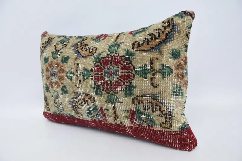 Meditation Cushion, Vintage Kilim Pillow, Kilim Pillow Cover, Tribal Cushion Case, Cushion Cover, 16x24 Beige Cushion, Gift Pillow - 4