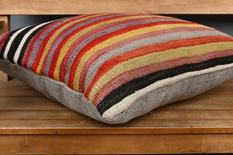 Antique Pillows, Kilim Pillow Cover, Ottoman Pillow Sham, Bright Pillow Cover, Cushion Cover, Turkish Pillow, 24x24 Red Pillow Cover - 3