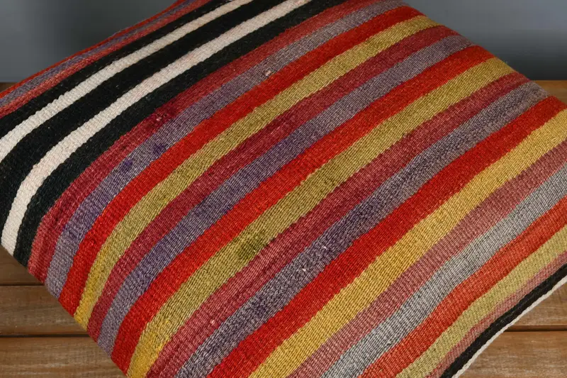 Antique Pillows, Kilim Pillow Cover, Ottoman Pillow Sham, Bright Pillow Cover, Cushion Cover, Turkish Pillow, 24x24 Red Pillow Cover - 4