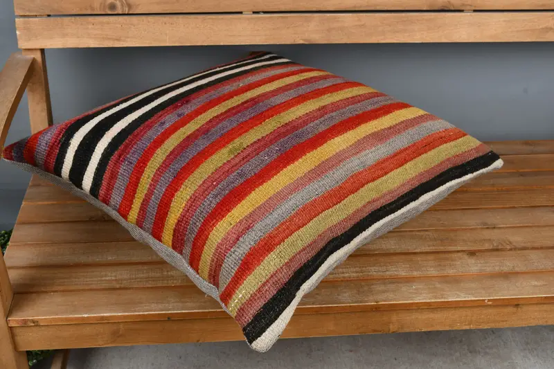 Antique Pillows, Kilim Pillow Cover, Ottoman Pillow Sham, Bright Pillow Cover, Cushion Cover, Turkish Pillow, 24x24 Red Pillow Cover - 2