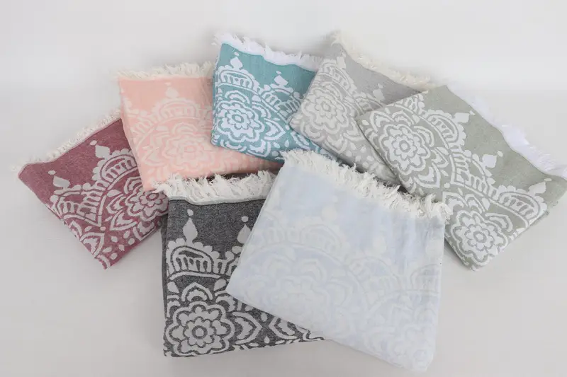 Peshtemal Towel, Bath towel, Beach towel, Turkish fouta towel for outdoor use, Best Friend Gift, Gift For Bride, 74x36 Cotton Floral Patterned Towel - 3
