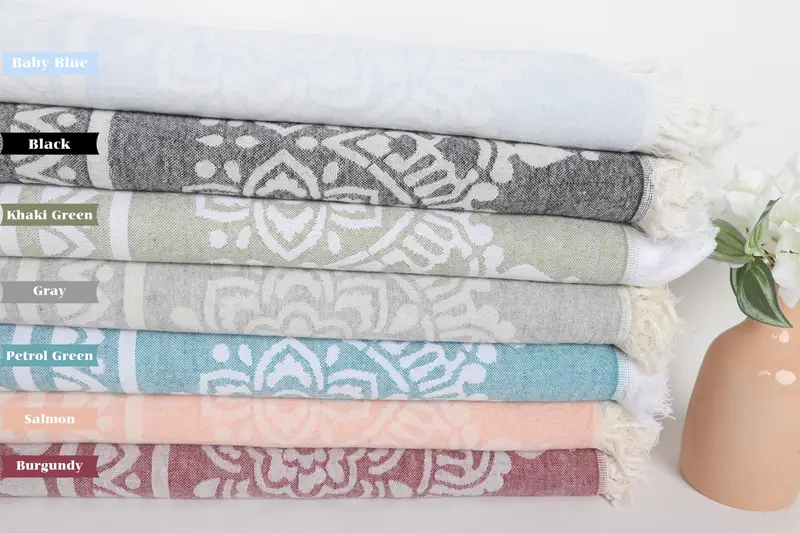 Peshtemal Towel, Bath towel, Beach towel, Turkish fouta towel for outdoor use, Best Friend Gift, Gift For Bride, 74x36 Cotton Floral Patterned Towel - 1
