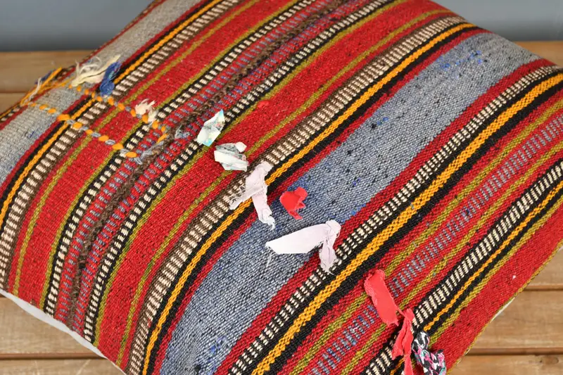 Vintage Kilim Pillow, Cushion, 20x20 Red Cushion Cover, Kilim Cushion Sham, Vintage Pillow, Comfy Throw Pillow Case, Muted Pillow Case - 3