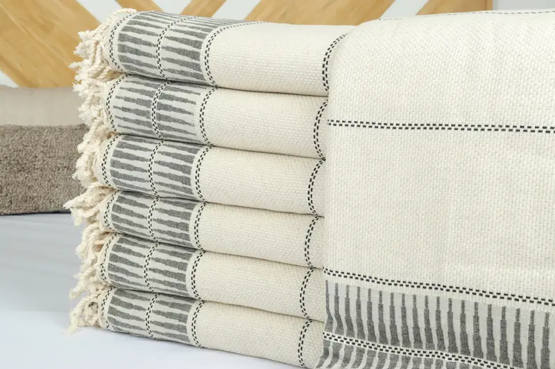 Bridal Shower Favor, Personalized Gifts, Best Wedding Gift, Family Gift Basket, 104x96 Cotton Striped Towel, Boho Throw Blankets, Bridesmaid Gifts - 2