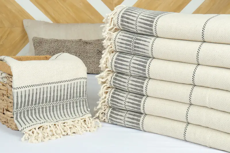 Bridal Shower Favor, Personalized Gifts, Best Wedding Gift, Family Gift Basket, 104x96 Cotton Striped Towel, Boho Throw Blankets, Bridesmaid Gifts - 4