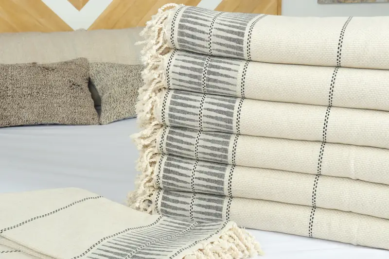 Bridal Shower Favor, Personalized Gifts, Best Wedding Gift, Family Gift Basket, 104x96 Cotton Striped Towel, Boho Throw Blankets, Bridesmaid Gifts - 3