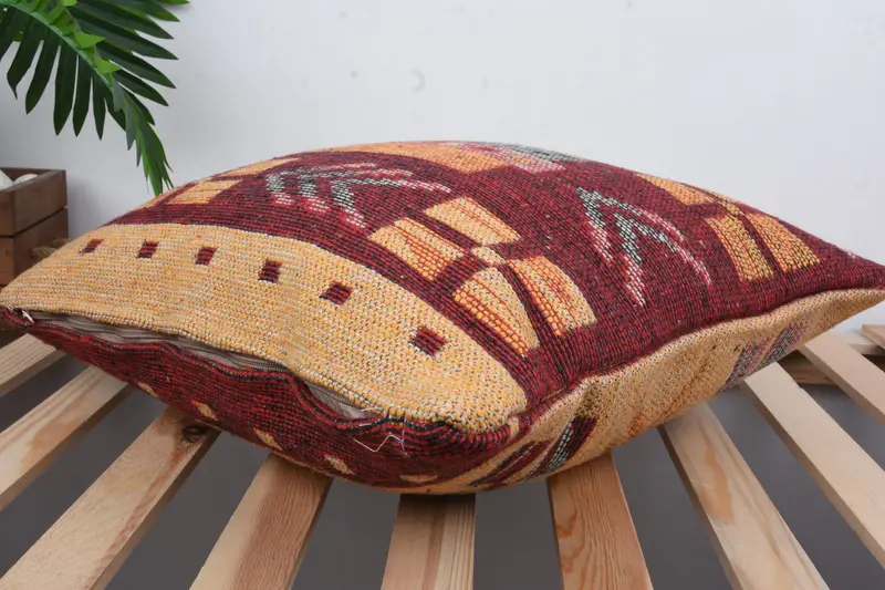 Kilim Cushion Sham, Office Chair Pillow Case, 20x20 Green Pillow Cover, Pillow Case, Turkish Pillow, Kilim Pillow, Couch Pillow Case - 6