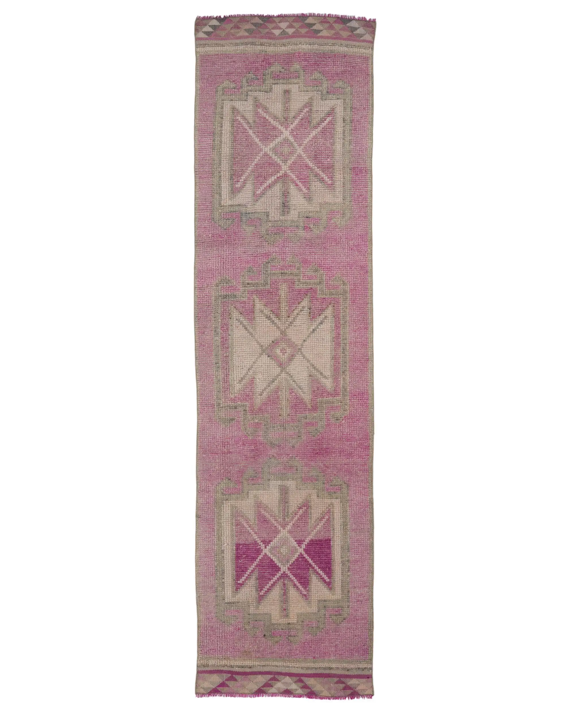 Turkish Rug, Runner 2.7x10.5 ft Rug, Herki Pink Southwestern Rug - 1