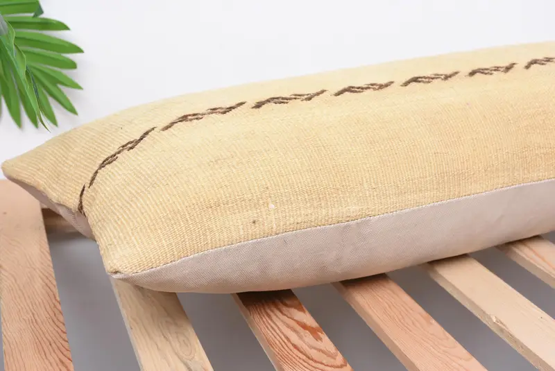 Antique Pillows, 12x36 Beige Cushion, Handmade Kilim Cushion, Farmhouse Cushion Case, Bench Pillow Case, Kilim Pillow, Pillow Case - 6