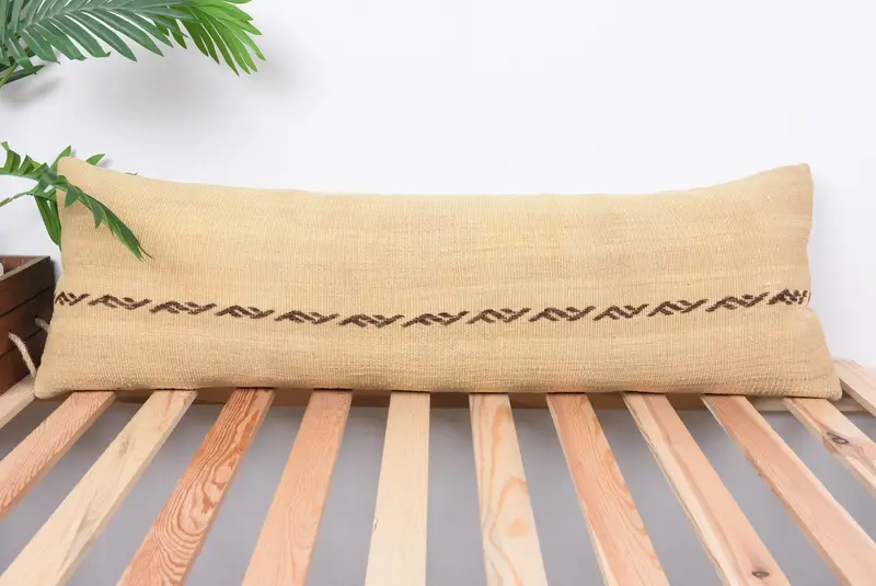 Antique Pillows, 12x36 Beige Cushion, Handmade Kilim Cushion, Farmhouse Cushion Case, Bench Pillow Case, Kilim Pillow, Pillow Case - 1