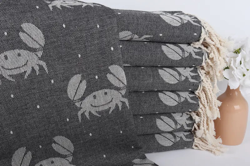Quick-Dry Beach Towel, Home Gift, Turkish bath towel, Girls Weekend Favors, 68x40 Cotton Crab Design Towel, Turkish Towel Set, Gifts For Him - 2