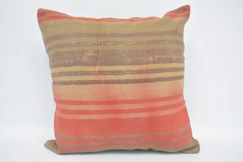 Beige und rot gestreiftes Wurfkissen, vielseitiges 22x22 Dekokissen