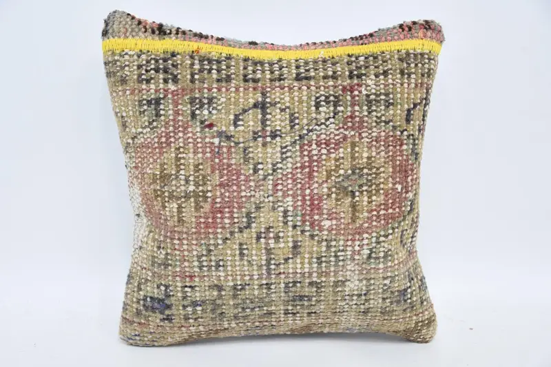 Beige Throw Moroccan Cushion Case, 30x30 cm Farmhouse Pillow Case - 1