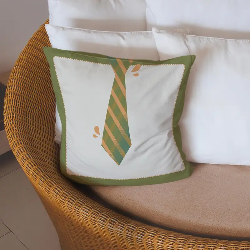 Green Boho Tie Dad Pillow Cover, Father’s Day Gift for Dad, Elegant Home Decor - 1