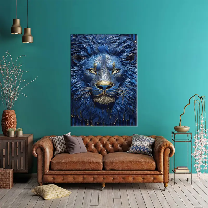 Lion Canvas Art, Abstract Wall Decor, King Art Decor, Modern Canvas Decor, Lion Wall Hanging, Lion Lover Gift, Animal Canvas Art - 3