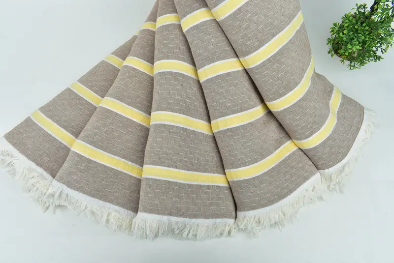 Oversized Beach Towel, Monogram Blanket, Turkish Bedcover, Turkish Blanket, Custom Blanket, Valentines Day Gift For Him, 96x84 Cotton Striped Towel - 4