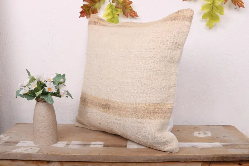 Outdoor Cushion, Boho Pillow Sham Cover, 16x16 White Pillow Cover, Throw Kilim Pillow, Cushion Cover, Pillow for Sofa - 4