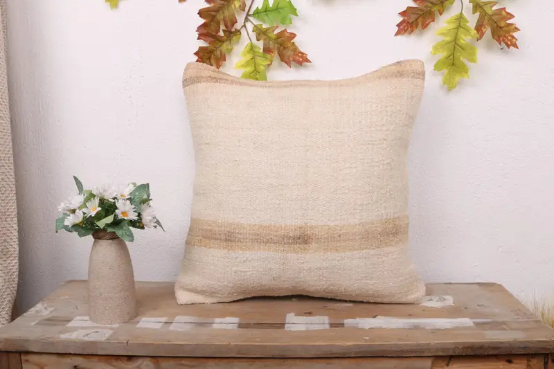 Outdoor Cushion, Boho Pillow Sham Cover, 16x16 White Pillow Cover, Throw Kilim Pillow, Cushion Cover, Pillow for Sofa - 1