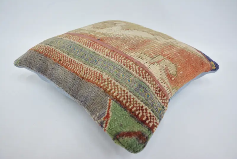 Ethnical Kilim Rug Pillow, Turkish Kilim Pillow, Outdoor Throw Pillow Cover, 16x16 Beige Cushion, Pillow Case, Interior Designer Pillow - 6