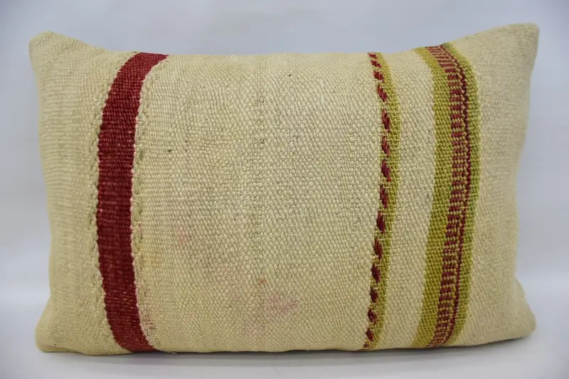 Pillow, 16x24 Beige Cushion Cover, Throw Kilim Pillow, Anatolian Pillow Sham, Armchair Pillow Case, Vintage Kilim Throw Pillow, Vintage Kilim Pillow - 1