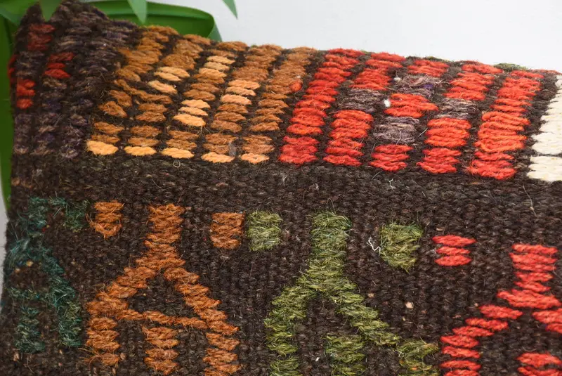 Boho Pillow Sham Cover, Authentic Pillow Cover, Oriental Pillow, 8x36 Brown Pillow, Pillow Cover, Sofa Pillow, Turkish Pillow, Vintage Kilim Pillow - 2