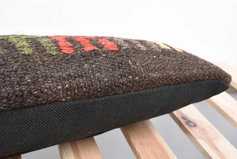 Boho Pillow Sham Cover, Authentic Pillow Cover, Oriental Pillow, 8x36 Brown Pillow, Pillow Cover, Sofa Pillow, Turkish Pillow, Vintage Kilim Pillow - 7