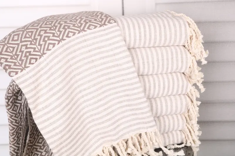 Diamond Towel Handmade Brown Cotton Towel, 38x75 Inches