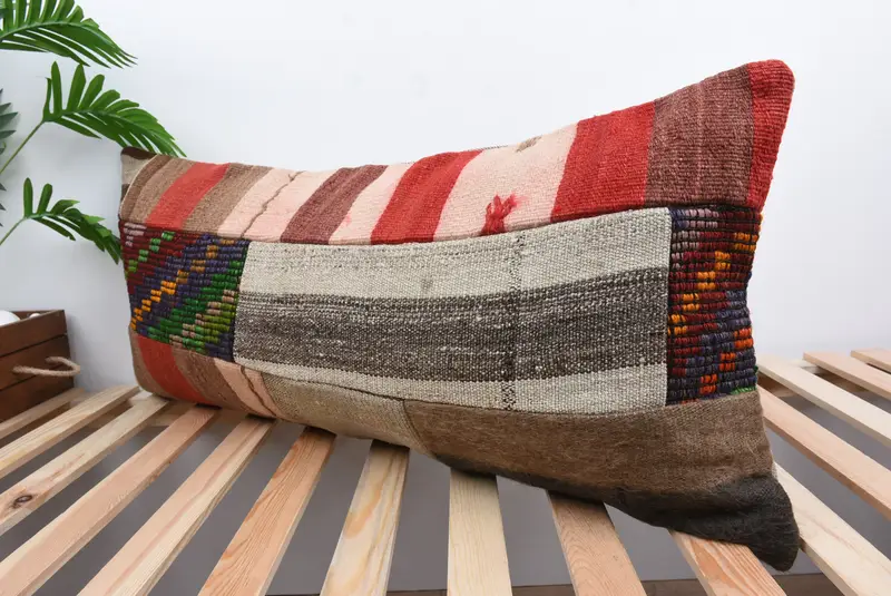 Pillow Cover, 16x36 Blue Cushion Case, Bolster Throw Cushion Cover, Home Decor Pillow, Throw Kilim Pillow, Turkish Pillow - 5