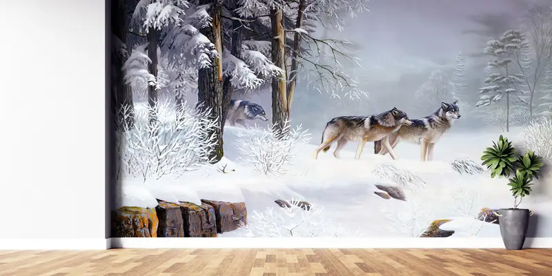 Paper Wall Art ,Wolf Wall Art,View Wall Paper,Bright Wall Paper,Wall Paper Peel and Stick,Landscape Wallpaper, - 2