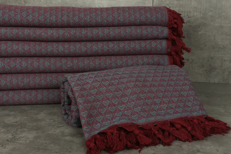 Boho Throw Blankets, Beach Wedding Favor, Handmade Gift, Throw Blanket Couch, Extra Large Tablecloth, Tablecloth, 88x76 Cotton Heart Design  Towel - 2