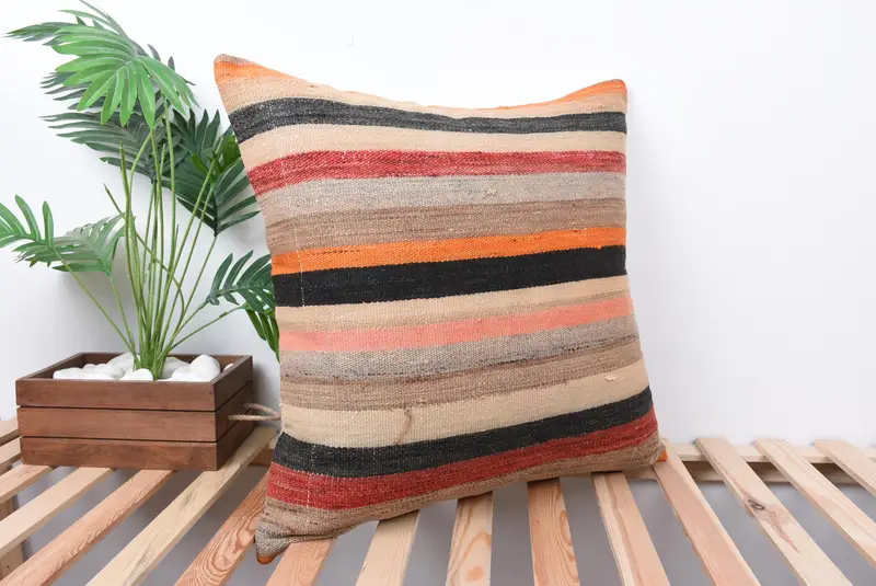 Gift Pillow, 24x24 Red Pillow, Pillow for Sofa, Cushion Cover, Kilim Rug Cushion, Vintage Kilim Throw Pillow, Custom Cushion Cover - 4