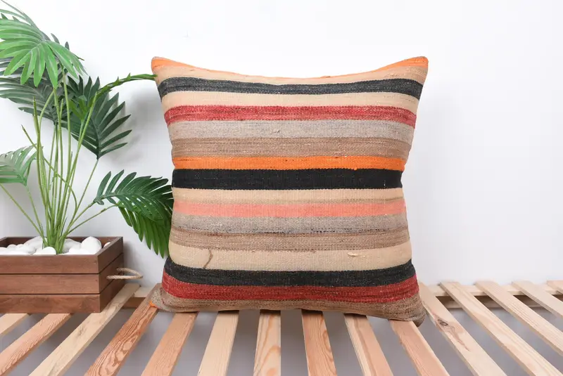 Gift Pillow, 24x24 Red Pillow, Pillow for Sofa, Cushion Cover, Kilim Rug Cushion, Vintage Kilim Throw Pillow, Custom Cushion Cover - 1