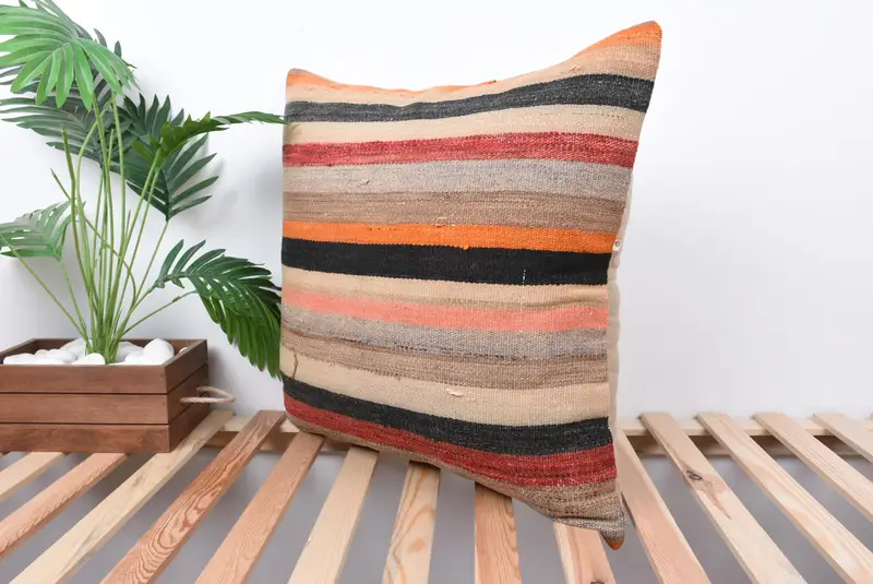Gift Pillow, 24x24 Red Pillow, Pillow for Sofa, Cushion Cover, Kilim Rug Cushion, Vintage Kilim Throw Pillow, Custom Cushion Cover - 5