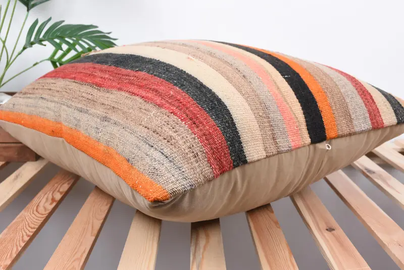 Gift Pillow, 24x24 Red Pillow, Pillow for Sofa, Cushion Cover, Kilim Rug Cushion, Vintage Kilim Throw Pillow, Custom Cushion Cover - 6