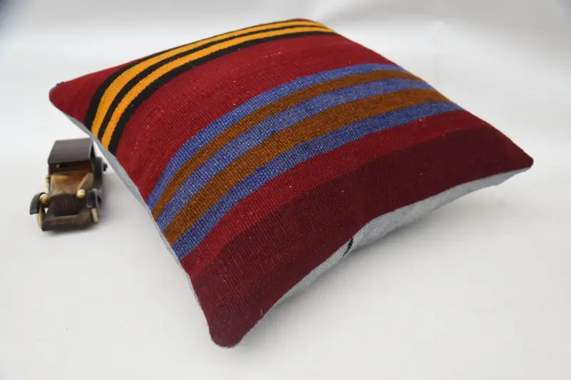 20x20 Red Cushion Case, Pillow Case, Vintage Pillow, Kilim Rug Pillow, Vintage Kilim Throw Pillow, Antique Pillows - 6
