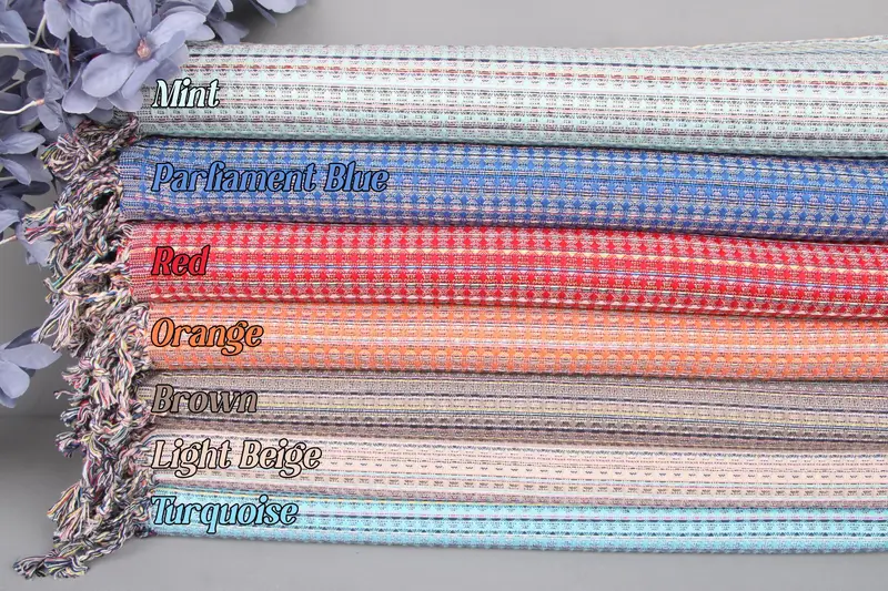 Beach Towel Organic Cotton Geometric Towel, Beige, 40x71 Inches