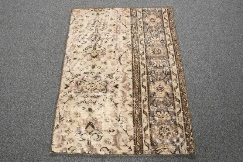 2x2,8 ft Teppich, kleiner Vintage Teppich, brauner Oushak Abstrakter Teppich - 1