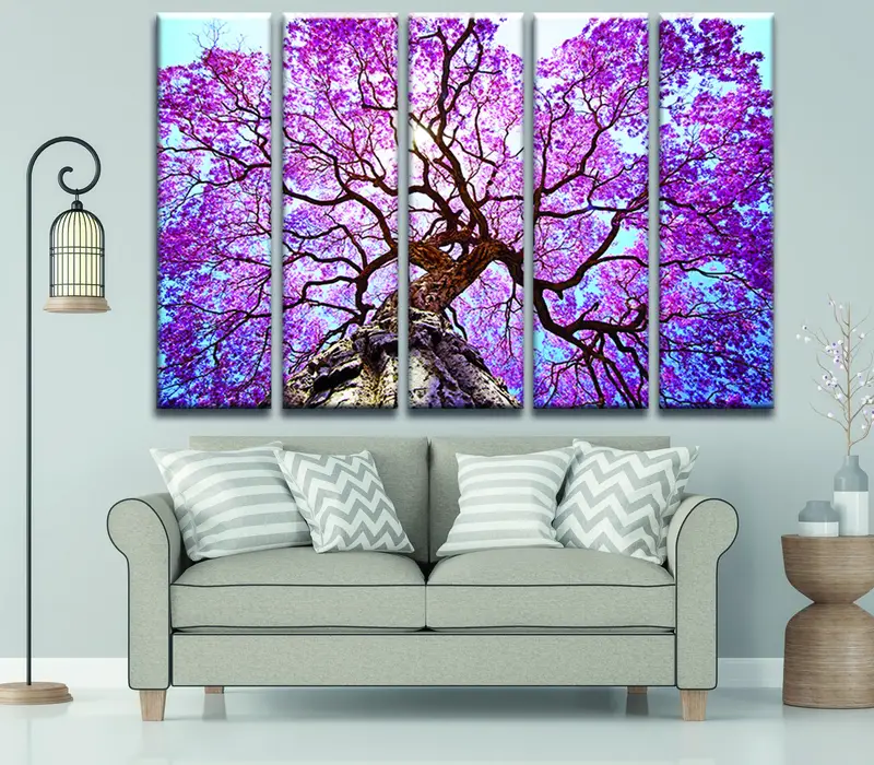 Purple Tree Canvas, Nature Landscape Canvas, Poster Art Print, Purple Tree Nature Art, Tree Wall Art, Modern Wall Art, Tree Landscape Art - 4