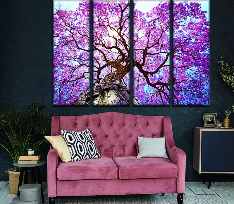 Purple Tree Canvas, Nature Landscape Canvas, Poster Art Print, Purple Tree Nature Art, Tree Wall Art, Modern Wall Art, Tree Landscape Art - 3