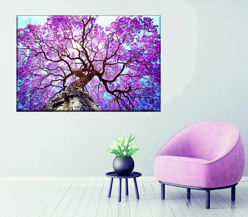 Purple Tree Canvas, Nature Landscape Canvas, Poster Art Print, Purple Tree Nature Art, Tree Wall Art, Modern Wall Art, Tree Landscape Art - 1