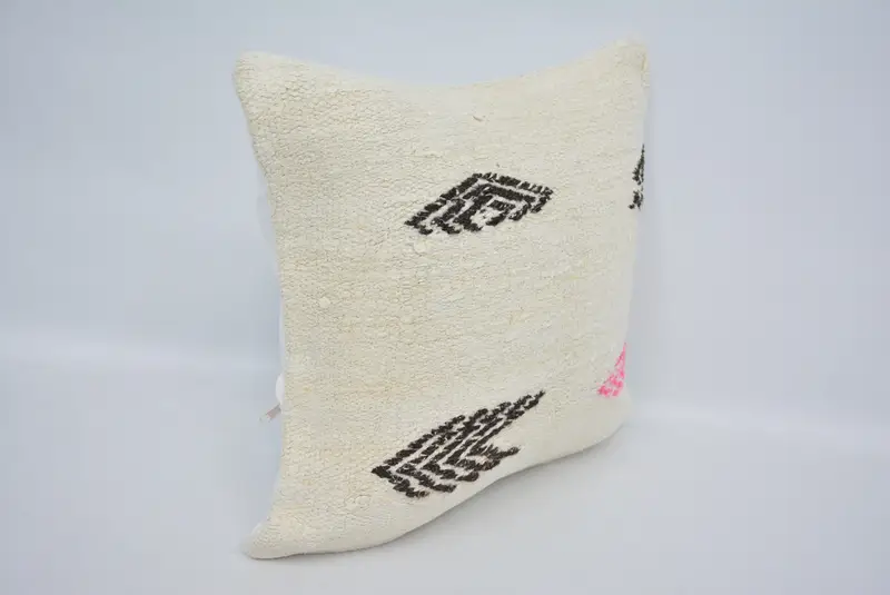 Antique Pillows, Pillow, 16x16 White Pillow Cover, Ikat Pillow Sham, Vintage Pillow, Kilim Pillow, Square Throw Pillow Cover - 3