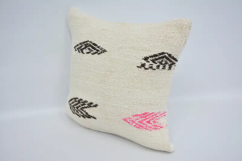 Antique Pillows, Pillow, 16x16 White Pillow Cover, Ikat Pillow Sham, Vintage Pillow, Kilim Pillow, Square Throw Pillow Cover - 4