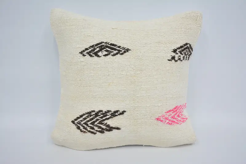 Antique Pillows, Pillow, 16x16 White Pillow Cover, Ikat Pillow Sham, Vintage Pillow, Kilim Pillow, Square Throw Pillow Cover - 1