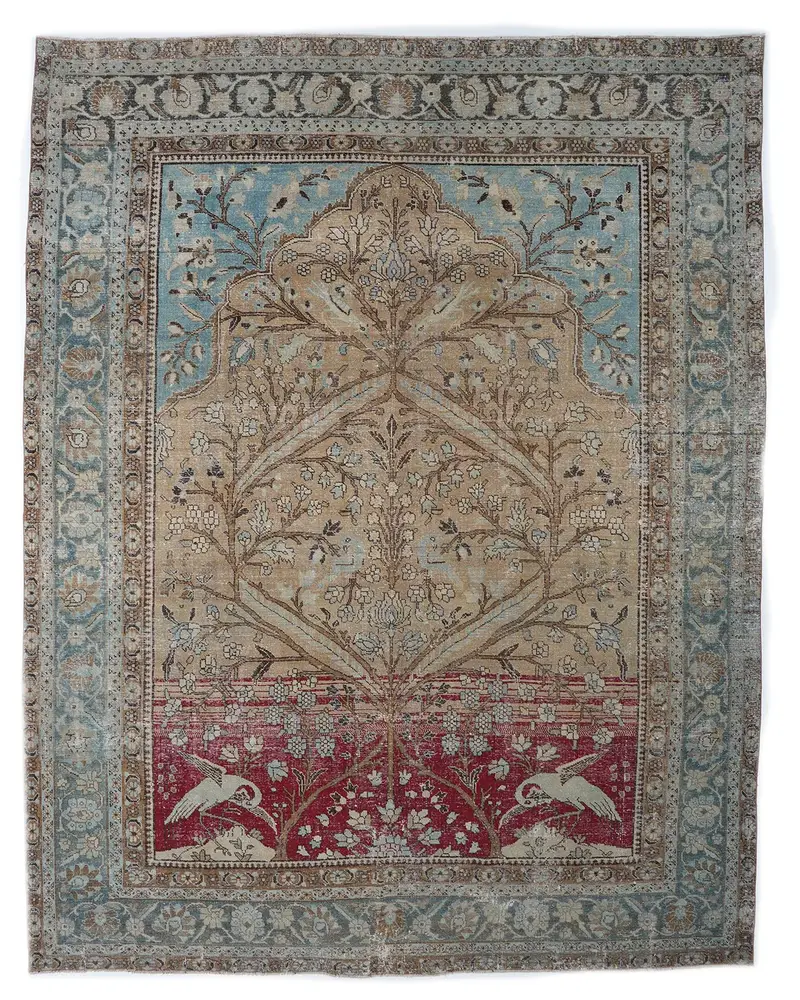 Kahverengi ve Kırmızı Patchwork Halı, 9,7x12,2 ft Şık Dekor