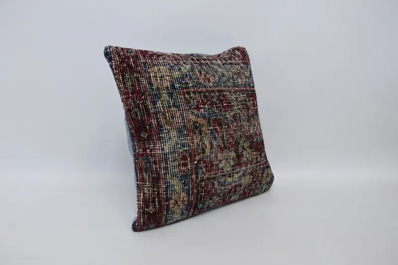 Vintage Kilim Throw Pillow, Floor Pillow, Pillow for Sofa, 16x16 Red Cushion, Vintage Kilim Pillow, Lounge Throw Cushion Cover, Cushion Cover - 3