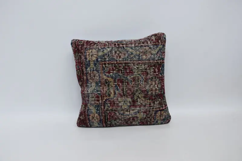 Vintage Kilim Throw Pillow, Floor Pillow, Pillow for Sofa, 16x16 Red Cushion, Vintage Kilim Pillow, Lounge Throw Cushion Cover, Cushion Cover - 1