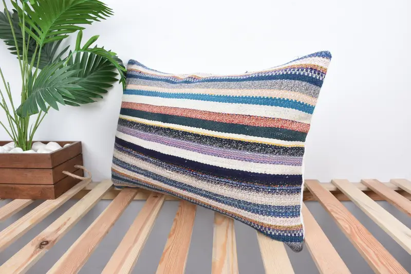 Home Decor Pillow, Cushion Cover, Pillow for Sofa, 16x24 Blue Cushion Case, Interior Designer Pillow, Couch Pillow Cover, Sofa Bolster Pillow Case - 5