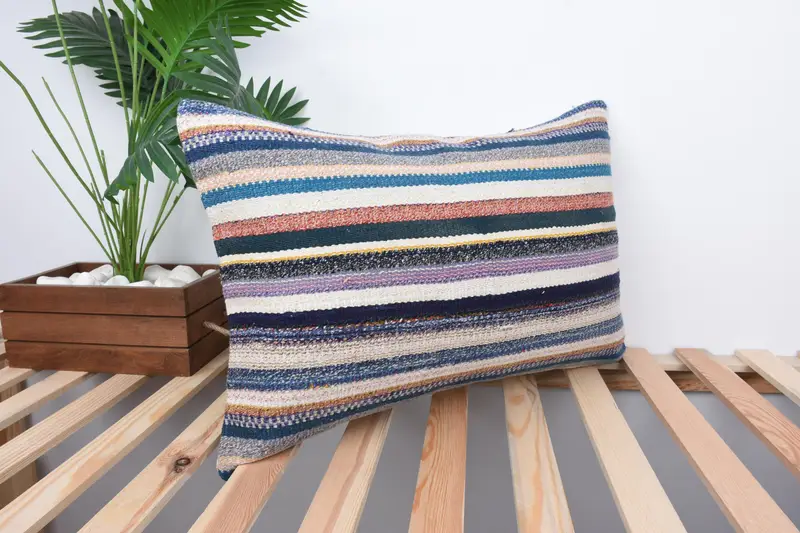 Home Decor Pillow, Cushion Cover, Pillow for Sofa, 16x24 Blue Cushion Case, Interior Designer Pillow, Couch Pillow Cover, Sofa Bolster Pillow Case - 4