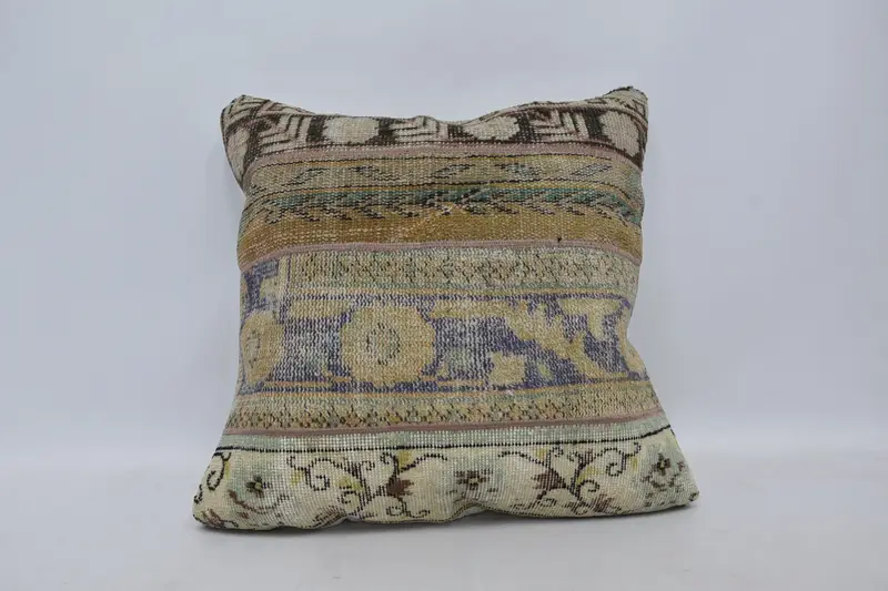 Traditional Cushion Cover, Kilim Pillow Cover, Turkish Pillow, Pillow, 28x28 Yellow Pillow, Turkish Kilim Pillow, Tribal Cushion Cover - 1
